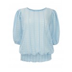 NED Amsterdam Top Morant 1/2 SS Floral Ajour Tricot blauw